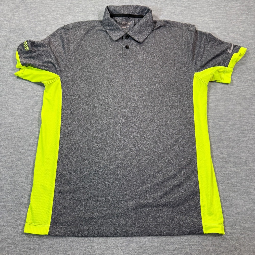 Nike Golf Polo Shirt Men Medium Gray Neon Yellow Dri-Fit‎ Tour Performance
